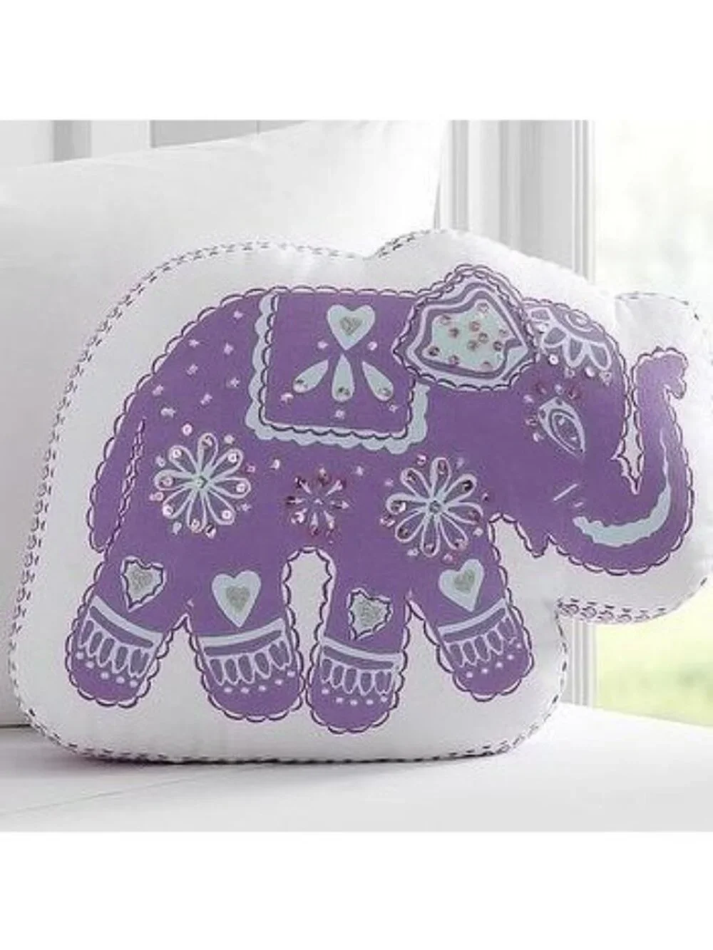 Pottery Barn Kids Purple Stella Elephant Pillow One Size Boho Summer Whimsical